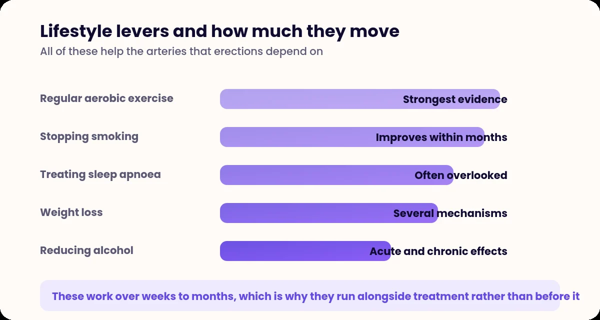 Bar chart ranking lifestyle changes by their effect on erectile function