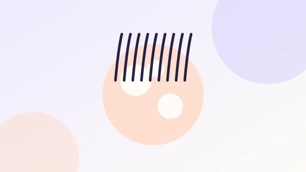 Illustration of a scalp with well-demarcated round patches of hair loss and normal surrounding skin