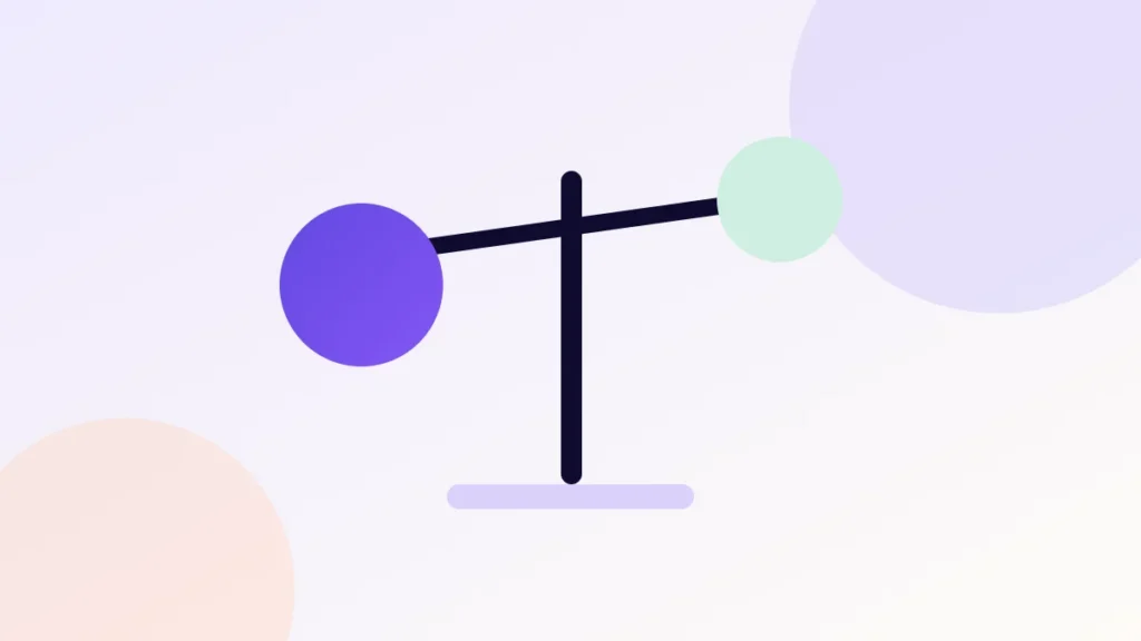 Illustration of a balance scale tipped with food on one side and activity on the other