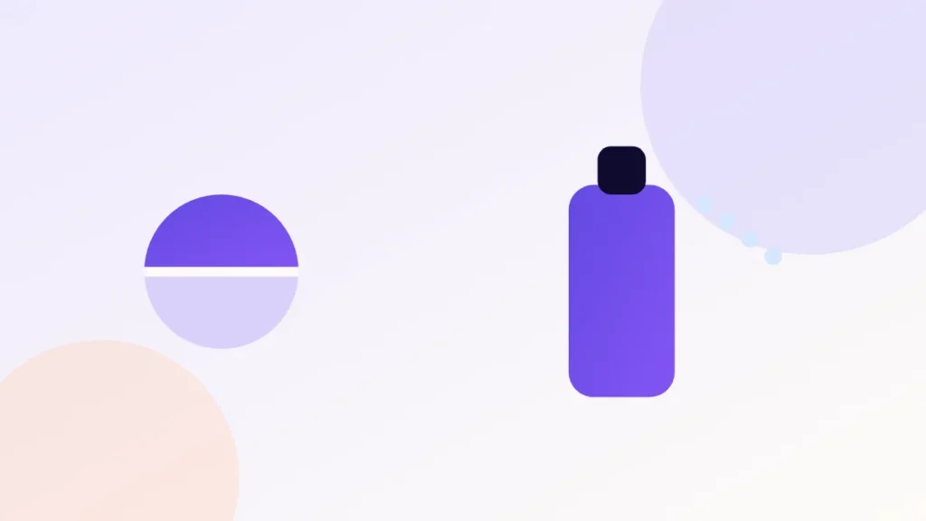 Illustration comparing an oral tablet and a topical spray applicator
