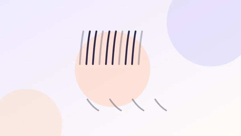 Illustration of hair strands with some shedding away