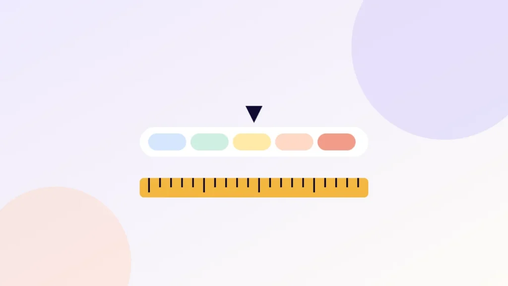 Illustration of a tape measure and a colour-coded BMI scale