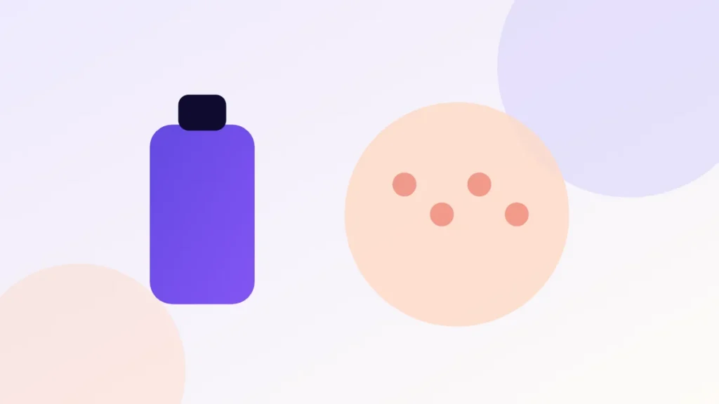 Illustration contrasting a dropper solution and a foam applicator for scalp treatment