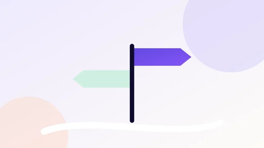 Illustration of a signpost pointing in two directions on a path
