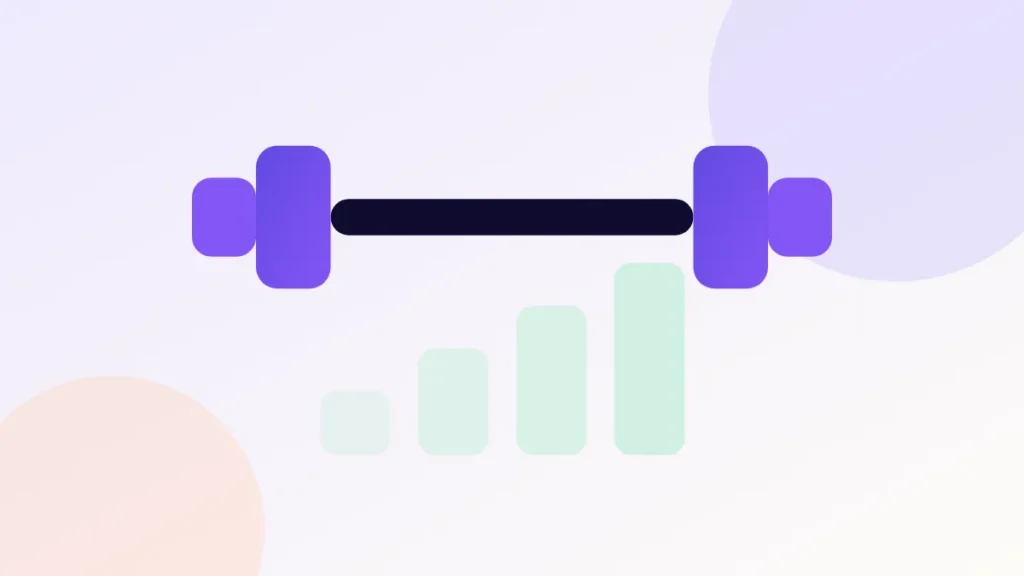 Illustration of a dumbbell above ascending bars