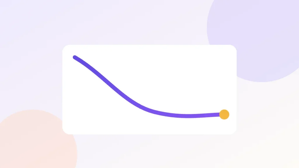 Illustration of a line chart that falls then levels off