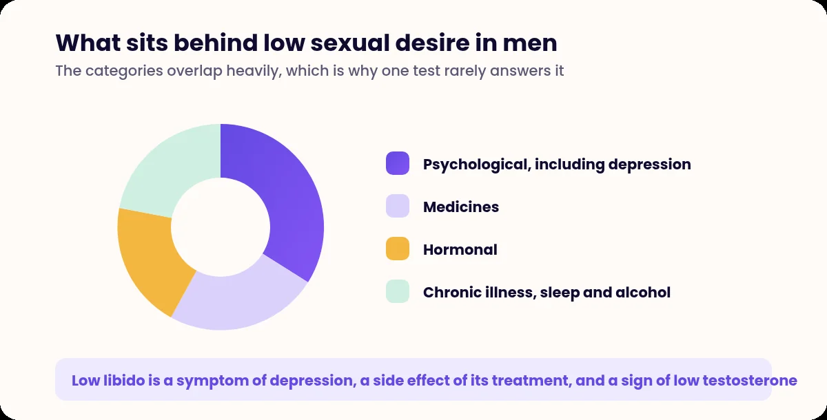 Donut chart of the causes of low libido in men