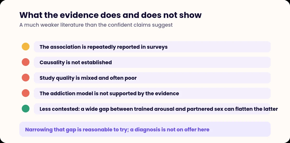List assessing the quality of evidence on pornography and sexual function